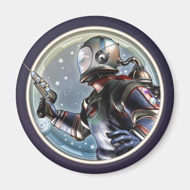 Imán Retro Space Man Round Magnet (Frente)