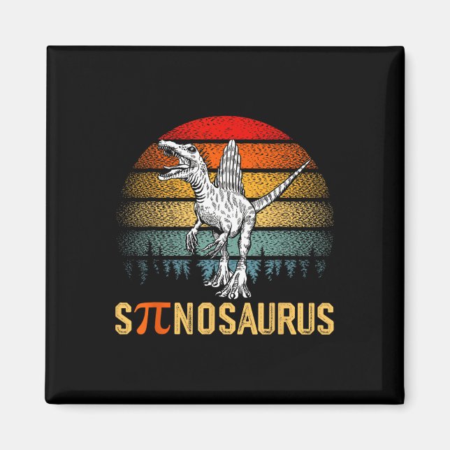 Imán Retro Spinosaurus Feliz Día Pi (Frente)