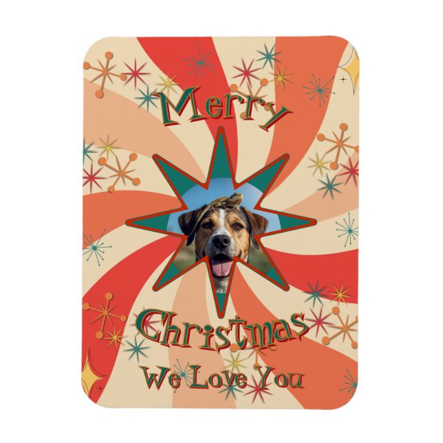 Imán Retro Sputnik Photo and Message Christmas Kitchen (Vertical)