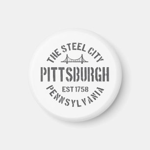 Imán Retro Steel City Pittsburgh Pennsylvania Yinz vint