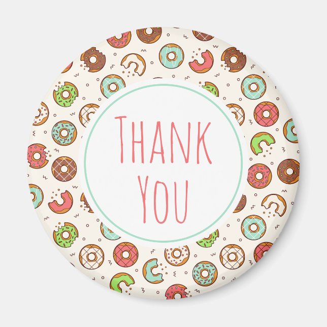 Imán Retro Style Cute Colorful Donut Pattern Thank You (Frente)