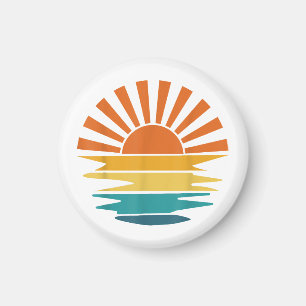 Imán Retro Sunset Rays Wavy Vintage Retro Sunshine Sun