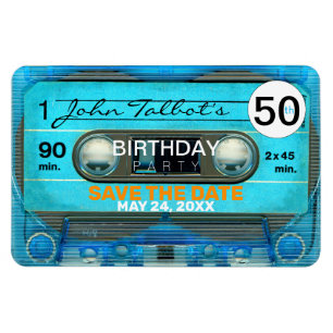Imán Retro T4 Audiotape 50 cumpleaños Guardar la fecha