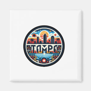 Imán Retro Tampa Florida - Tampa Bay Downtown Skyline F