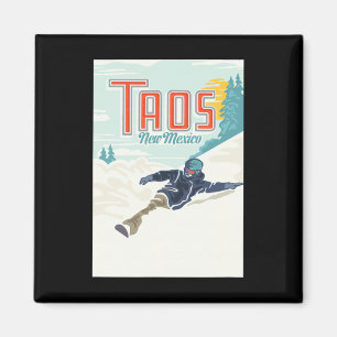 Imán Retro Taos Ski Valley Nuevo México Esquí Snowboard
