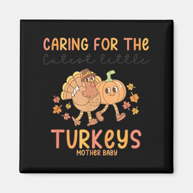 Imán Retro Thanksgiving Mother Baby Nurse Stpartum Mate (Frente)