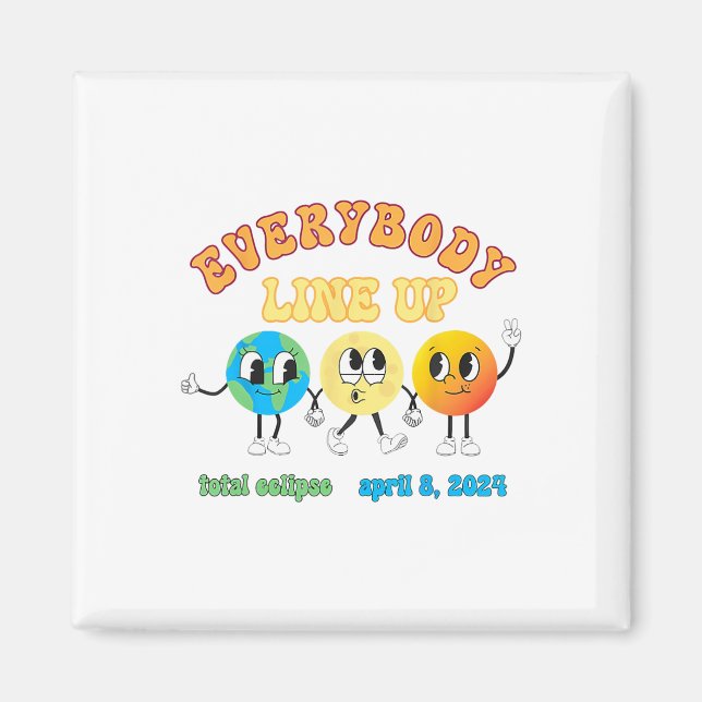 Imán Retro Todos alinean Eclipse Solar Total 2024 E (Frente)