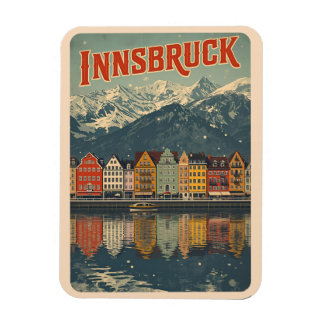 Imán Retro travel Innsbruck Tyrol - Austrian alps gifts