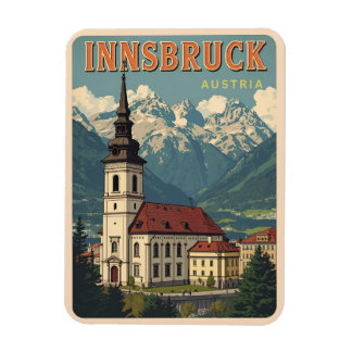 Imán Retro travel Innsbruck Tyrol - Austrian alps gifts