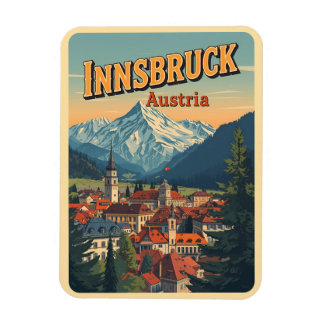 Imán Retro travel Innsbruck Tyrol - Austrian alps gifts