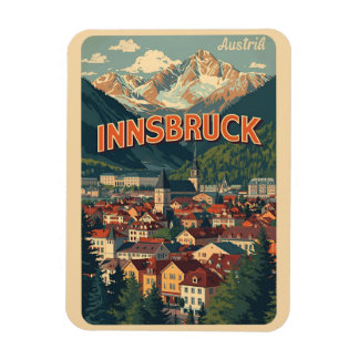 Imán Retro travel Innsbruck Tyrol - Austrian alps gifts