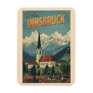 Imán Retro travel Innsbruck Tyrol - Austrian alps gifts