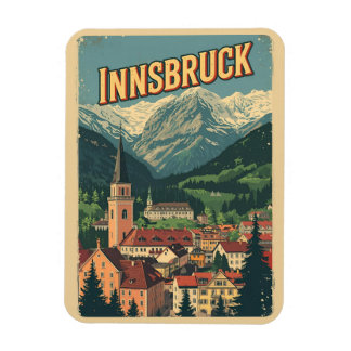 Imán Retro travel Innsbruck Tyrol - Austrian alps gifts