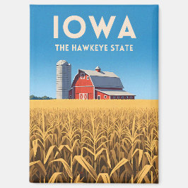 Imán Retro Travel Iowa Vintage Heartland Farm Landscape