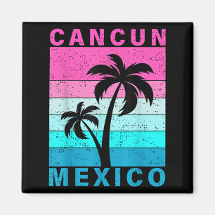 Imán Retro Tropical Sunset Cancun Beach Mexico Summer V