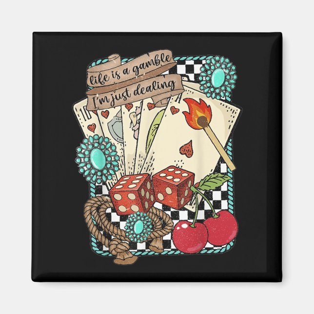 Imán Retro Turquoise Western Wild West Cowboy Cowgirl  (Frente)