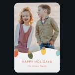 Imán Retro Twinkle Lights<br><div class="desc">Diseño moderno de vacaciones luminoso y colorido con un ilustracion de luces de Navidades retro que también puede ser personalizado con tu foto y texto. Foto de Emma Goldsmith en Unsplash</div>