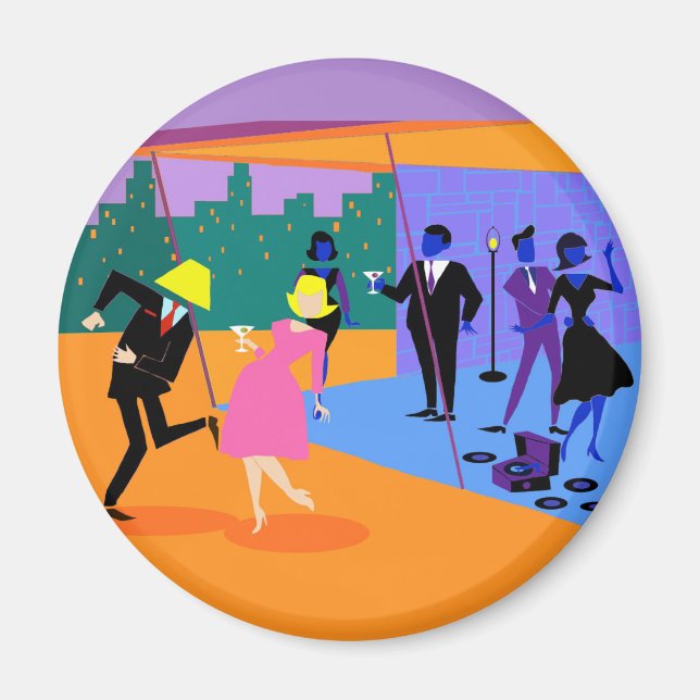 Imán Retro Urban Rooftop Fiesta Magnet (Frente)