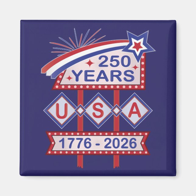 Imán Retro USA 250th Anniversary Marquee Sign 1776-2026 (Frente)
