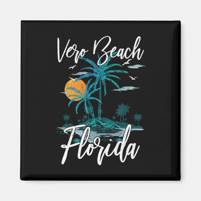 Imán Retro Vacacional Retro Sunset Florida Vero Beach (Frente)