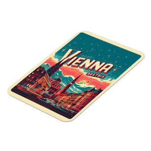 Imán Retro Viena ciudad Austria regalo de skyline