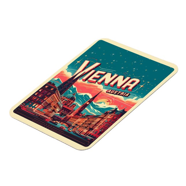 Imán Retro Viena ciudad Austria regalo de skyline (Lado Izquierdo)