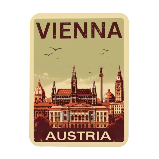 Imán Retro Viena ciudad Austria regalo de skyline (Vertical)