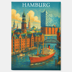 Imán Retro Vintage Hamburgo Alemania Elbphilharmonie