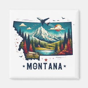 Imán Retro Vintage Montana State Map