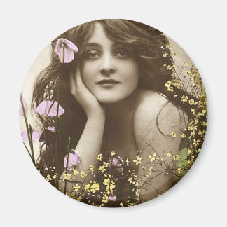 Imán Retro Vintage Mujeres Victorianas Flower Girl