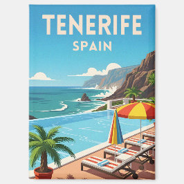 Imán Retro Vintage Travel Tenerife Spain Seaside Coast