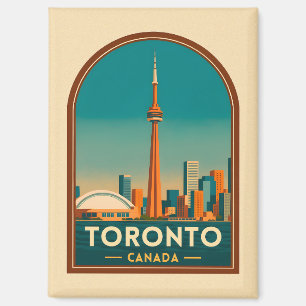 Imán Retro Vintage Viajes Toronto Canadá Silueta Escéni