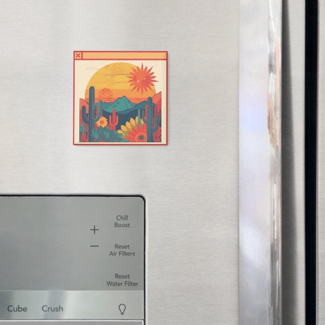 Imán Retro Whimsical Boho Style Sunset Landscape (In situ (nevera))