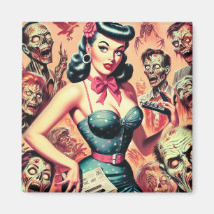 Imán Retro Zombies Pin-up