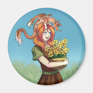 Imán Reuniendo flores con un dragón