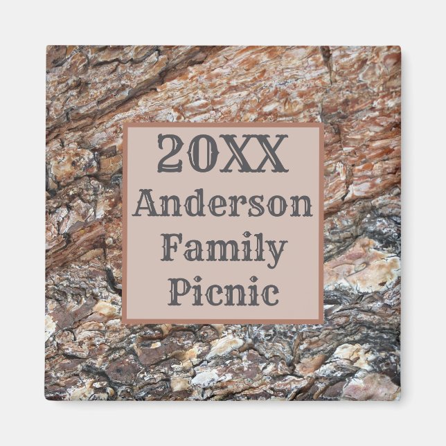 Imán Reunión anual de picnic de la familia Rustic Tree  (Frente)