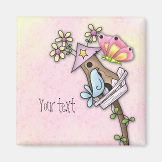 Imán Reunión de mariposas y aves en el pajar