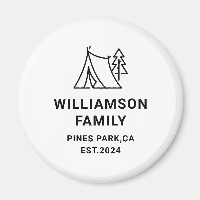 Imán Reunión de viaje de campamento familiar personaliz (Frente)
