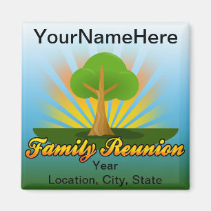 Imán Reunión familiar personalizado, árbol verde con ra