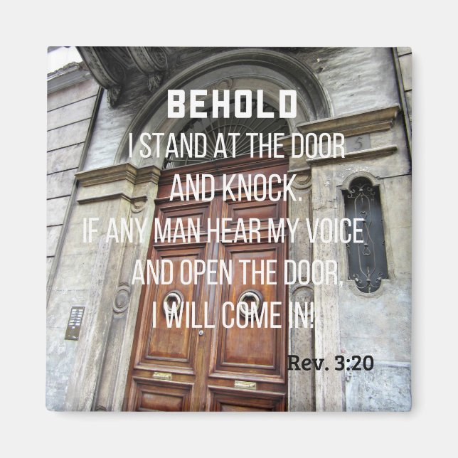 Imán Revelaciones 3:20 He aquí, me paro en la puerta (Frente)