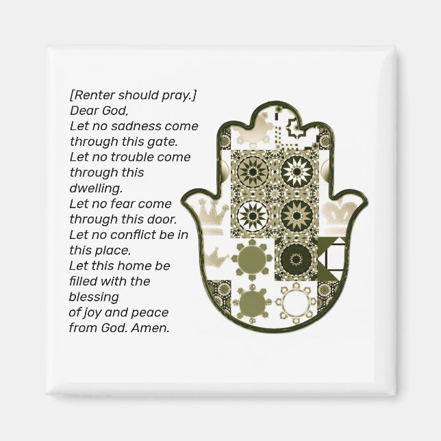 Imán Revisit Square Khamsa Hand Magnet Renter (Frente)