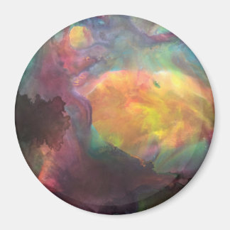 Imán Revista circular con arte abstracto de Johnson