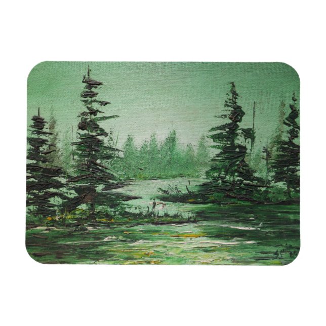 Imán Revista fotográfica Ann Hayes pintando bosque verd (Horizontal)