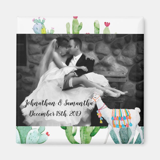 Imán Revista fotográfica personalizada Boho Llama Pacto (Frente)