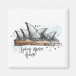 Imán Revista Hand Drawn Sydney Opera House Magnet