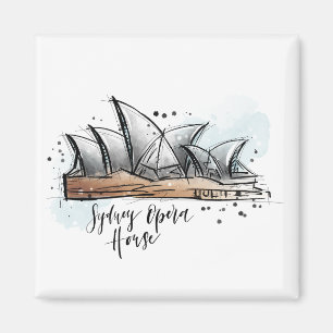 Imán Revista Hand Drawn Sydney Opera House Magnet