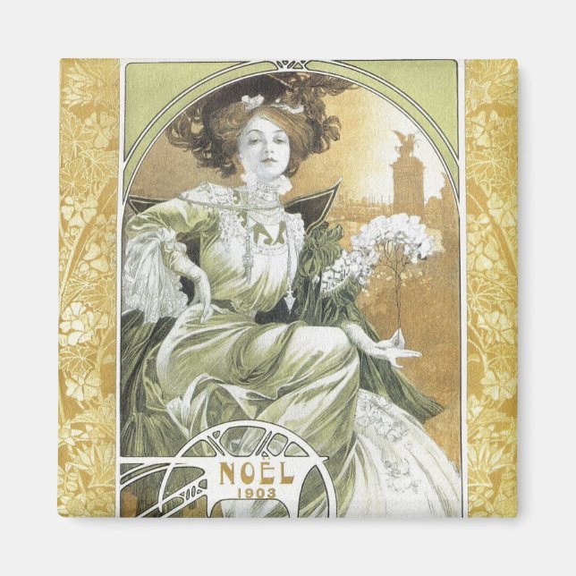 Imán Revista Mucha: Alphonse Mucha - Art Nouveau (Frente)