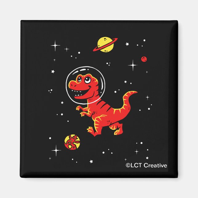 Imán Rex Dinos Del Tirano Rojo En El Espacio (Frente)