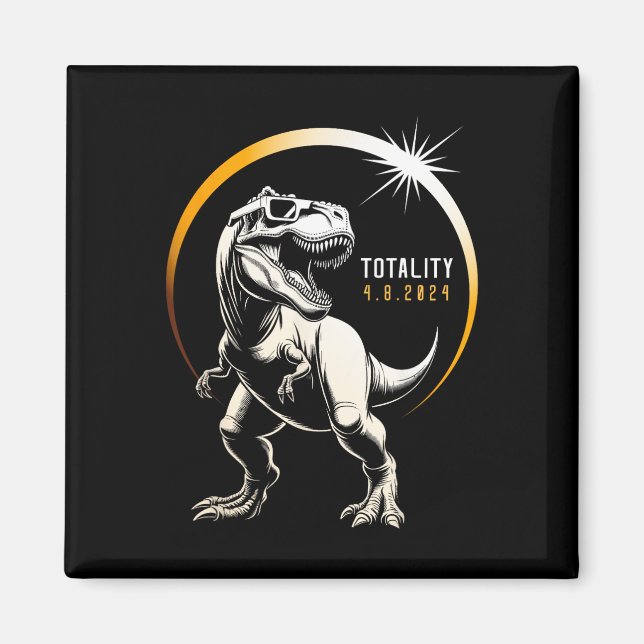 Imán Rex Eclipse solar total 2024 Dinosaurio Abril 8 Ho (Frente)