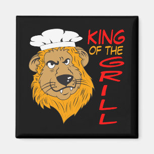 Imán Rey de la Parrilla, Chef León, Negro Divertido